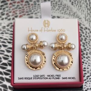 House of Harlow 1960 Gold and Pearl Earrings